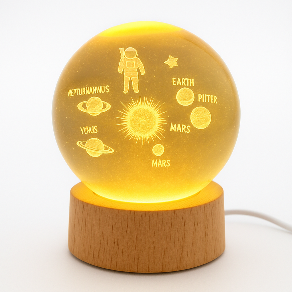 Crystal 3D Universe Light Lamp with Astronaut - Image 2