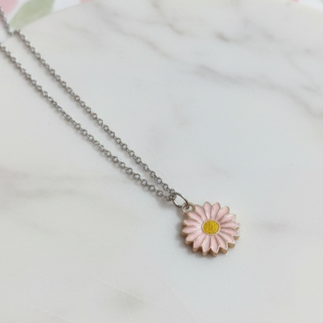 Daisy Flower Pendant with Silver Chain - Image 5