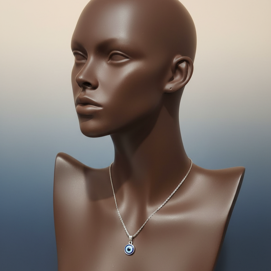 Evil Eye Pendant with Silver Chain - Image 4