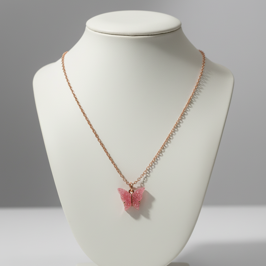 Butterfly Pendant with Rose Gold Chain - Image 3