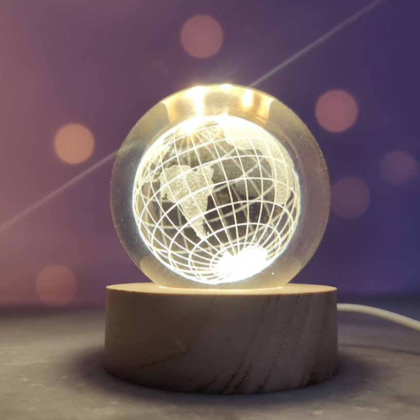 Crystal 3D Earth Globe Light Lamp - Image 2