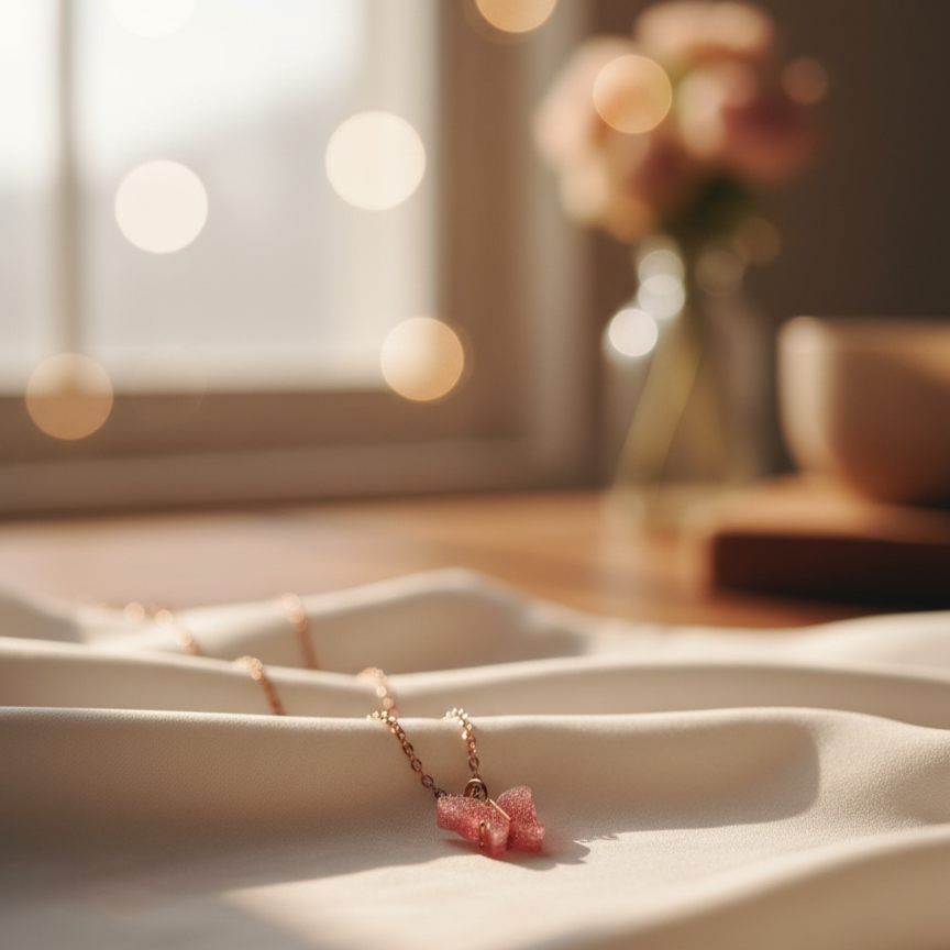Butterfly Pendant with Rose Gold Chain - Image 2