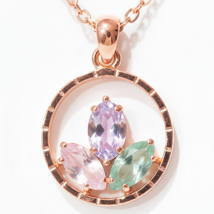 Leaf Pendant with Rose Gold Chain - Image 2