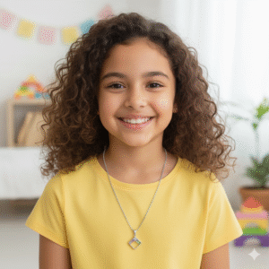 Square Pendant with Silver Chain