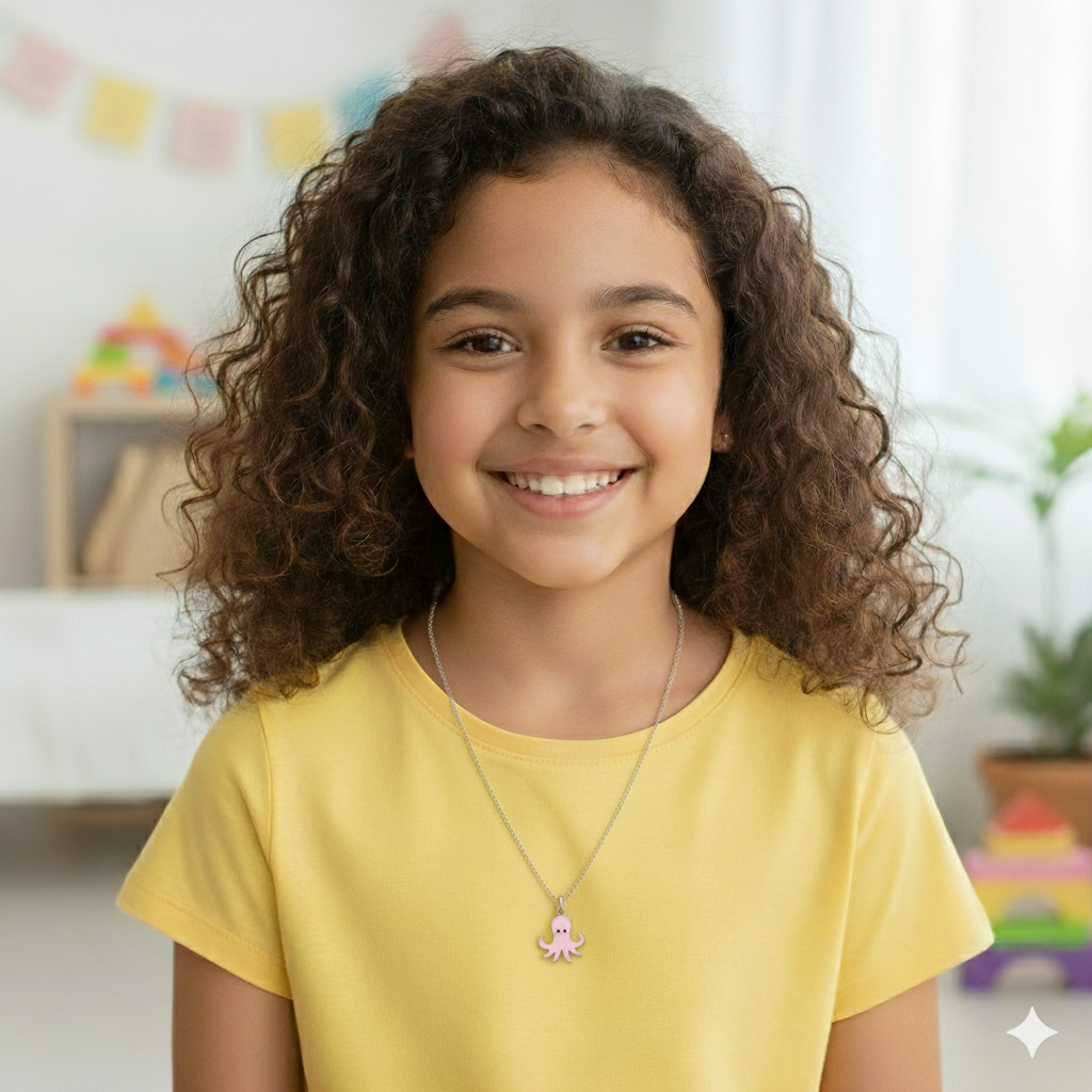 Octopus Pendant with Silver Chain