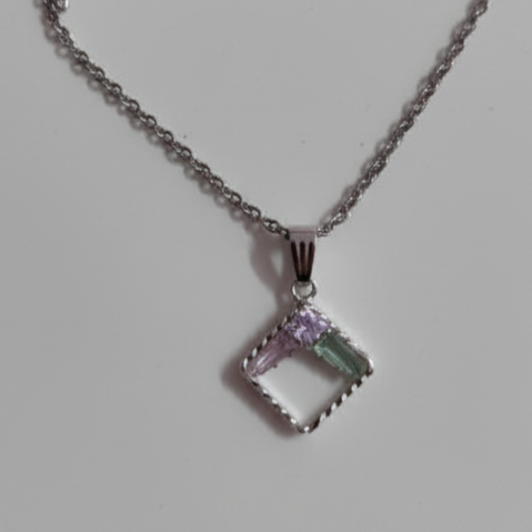 Square Pendant with Silver Chain - Image 2